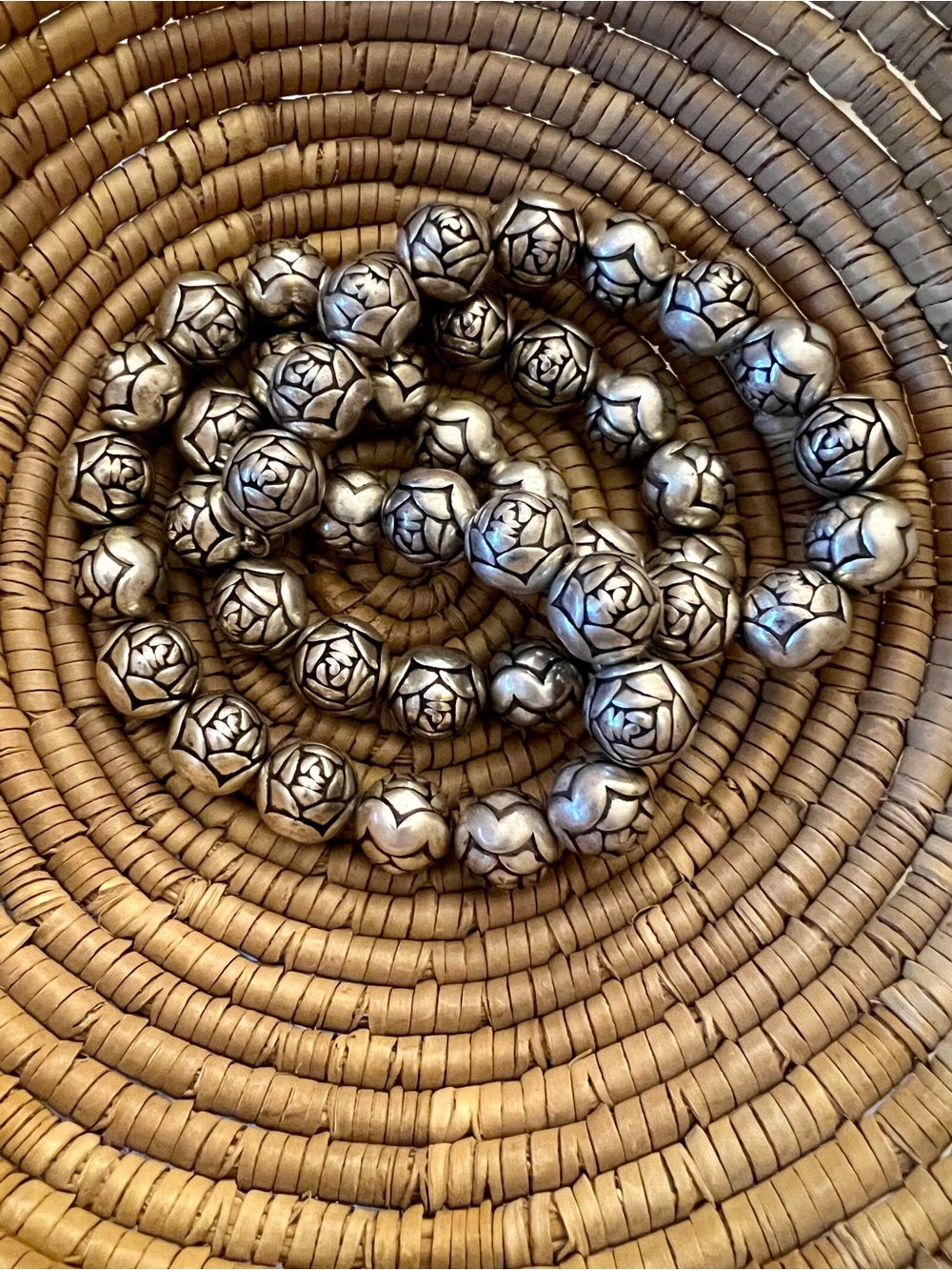 Silver Tone Floral Bead Necklace